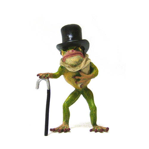 Frog With Scarf / Top Hat Vienna Bronze Figurine