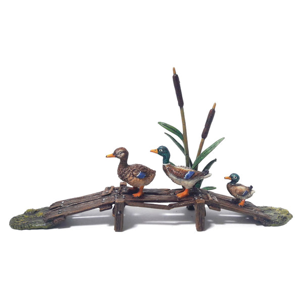 Load image into Gallery viewer, Ducks On Bridge Vienna Bronze Figurine
