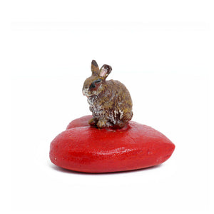 Rabbit On Heart-Cushion Vienna Bronze Figurine