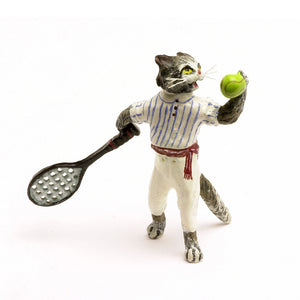 Cat Tennis Player Vienna Bronze Figurine