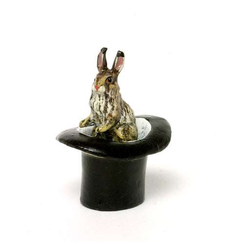 Rabbit In Top Hat Vienna Bronze Figurine