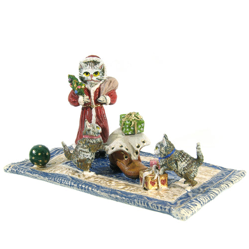 Christmas Scene with Cats Vienna Bronze Figurine