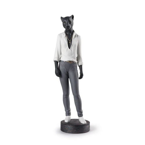 Lladro Panther Woman Figurine