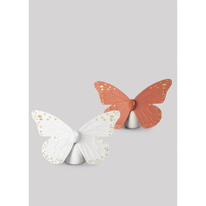 Lladro Butterfly Figurine - Golden Luster & White