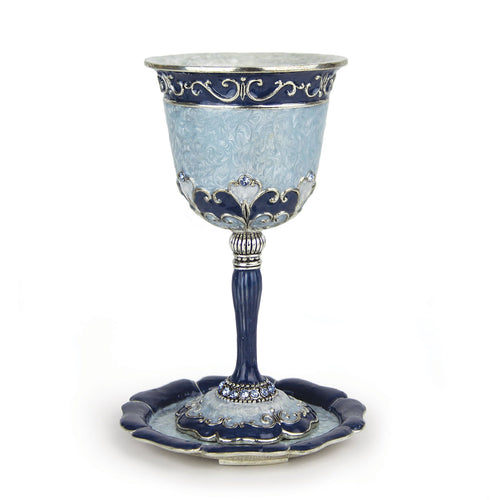 Quest Collection Modern Havdalah Cup & Tray - Blue