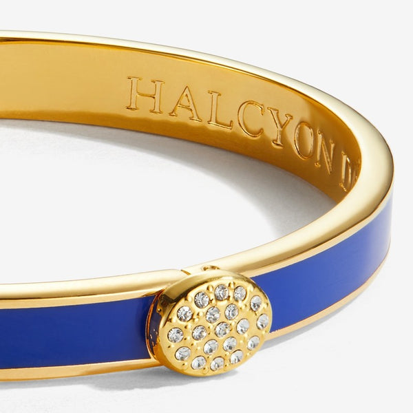 Load image into Gallery viewer, Halcyon Days &quot;Skinny Pave Button Deep Cobalt &amp; Gold&quot; Bangle
