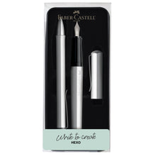 Load image into Gallery viewer, Faber-Castell Hexo Gift Tin with Fountain Pen and Ballpoint - Silver