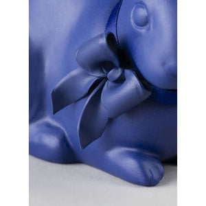 Lladro Attentive Bunny - Blue & Gold - Figurine