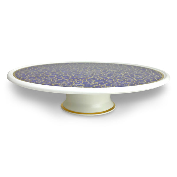 Load image into Gallery viewer, Michael Wainwright Amalfi Cake Stand--Turquoise With Gold Crackle Rim
