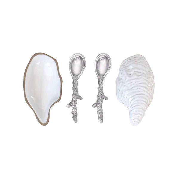 Load image into Gallery viewer, Mariposa Ceramic Oyster and Spoon Set
