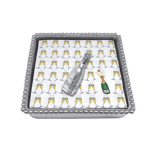 Mariposa Champagne Beaded Napkin Box