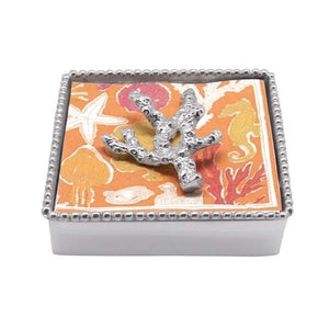Mariposa Coral Beaded Napkin Box