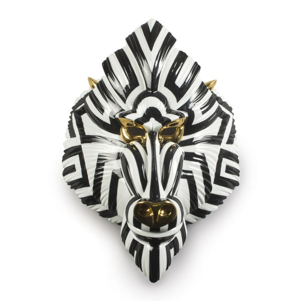 Load image into Gallery viewer, Lladro Mandrill Mask - Black and Gold - Sculpture
