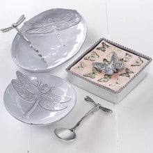 Load image into Gallery viewer, Mariposa Dragonfly Ceramic Oval Plate with Dragonfly Spreader