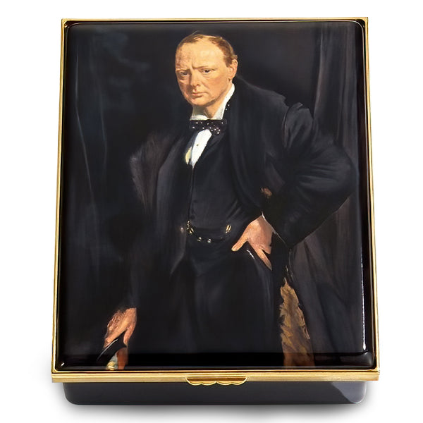 Load image into Gallery viewer, Halcyon Days &quot;Winston Churchill&#39; by Sir William Newenham Montague Orpen&quot; Enamel Box
