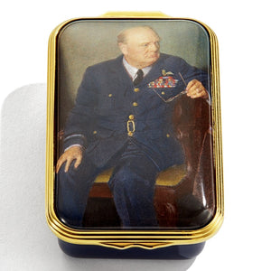 Halcyon Days "Churchill Portrait by Chandor" Enamel Box