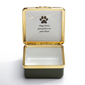 Halcyon Days "Dogs Leave Pawprints on Your Heart" Enamel Box