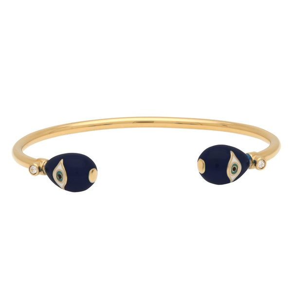 Load image into Gallery viewer, Halcyon Days &quot;Evil Eye Midnight Blue &amp; Gold Torque&quot; Bangle
