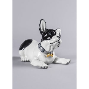 Lladro French Bulldog with Macarons Dog Figurine