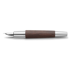 Faber-Castell e-motion Fountain Pen, Wood and Chrome Dark Brown