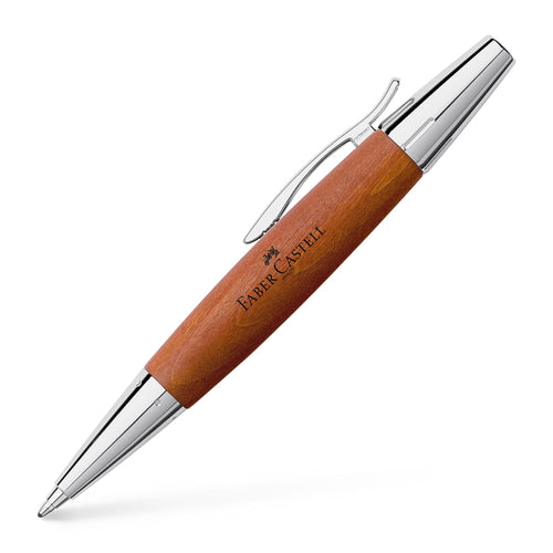 Faber-Castell e-motion Wood and Chrome Ballpoint Pen - Brown