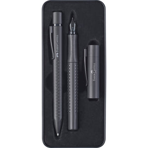 Faber-Castell Grip Gift Tin: Fountain Pen and Ballpoint - Black Edition