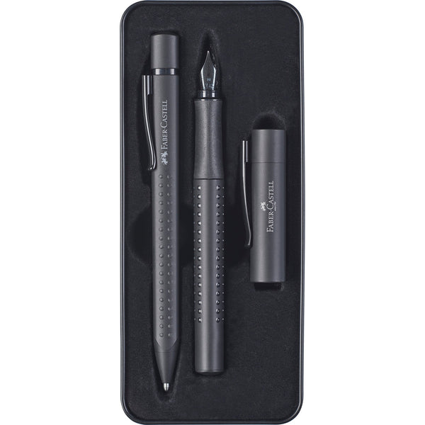 Load image into Gallery viewer, Faber-Castell Grip Gift Tin: Fountain Pen and Ballpoint - Black Edition
