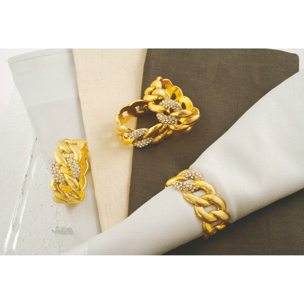 Load image into Gallery viewer, Quest Collection Links Napkin Rings Set - Gold

