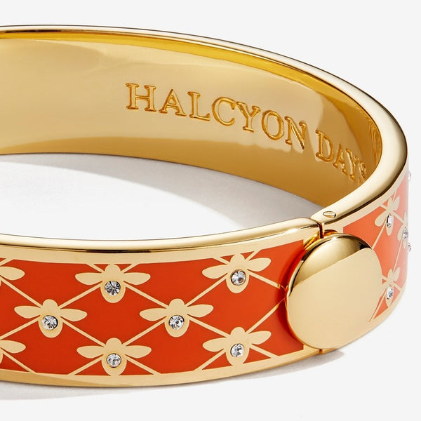 Load image into Gallery viewer, Halcyon Days &quot;Bee Sparkle Trellis Orange &amp; Gold&quot; Bangle
