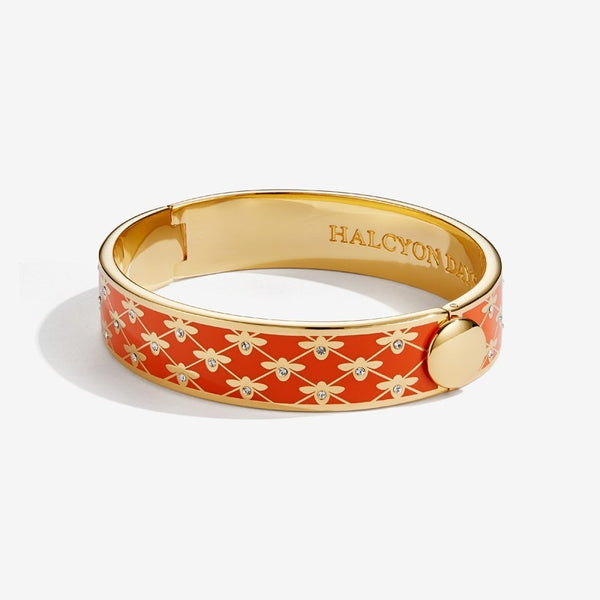 Load image into Gallery viewer, Halcyon Days &quot;Bee Sparkle Trellis Orange &amp; Gold&quot; Bangle
