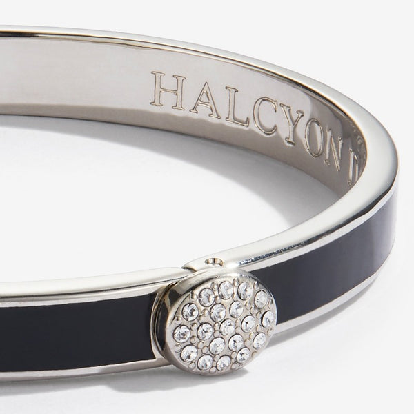 Load image into Gallery viewer, Halcyon Days &quot;Skinny Pave Button Black &amp; Palladium&quot; Bangle
