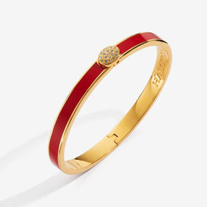 Halcyon Days "Skinny Pave Button Red & Gold" Bangle