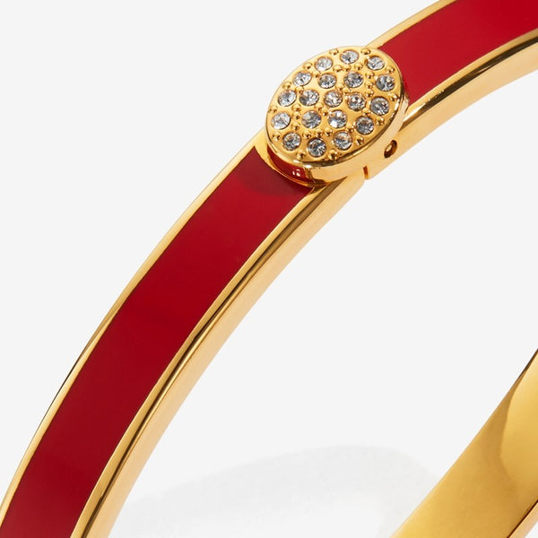 Load image into Gallery viewer, Halcyon Days &quot;Skinny Pave Button Red &amp; Gold&quot; Bangle
