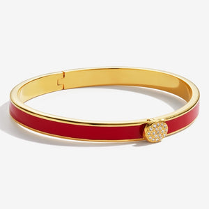 Halcyon Days "Skinny Pave Button Red & Gold" Bangle