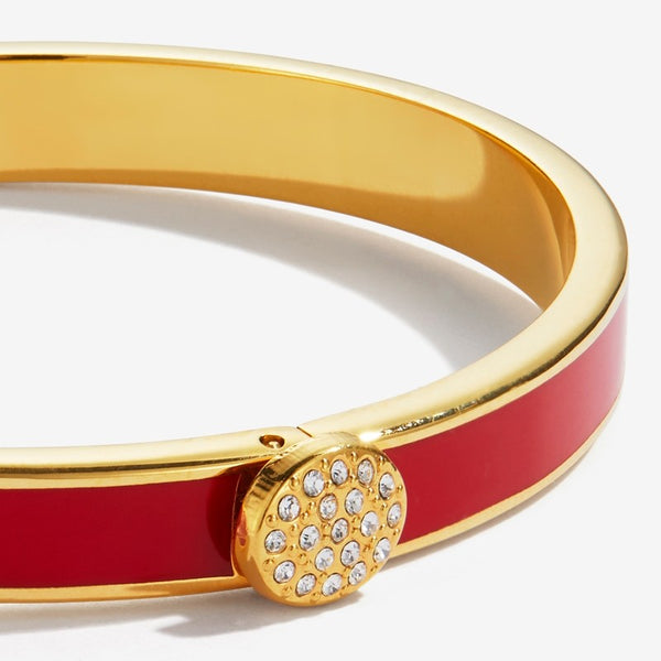 Load image into Gallery viewer, Halcyon Days &quot;Skinny Pave Button Red &amp; Gold&quot; Bangle
