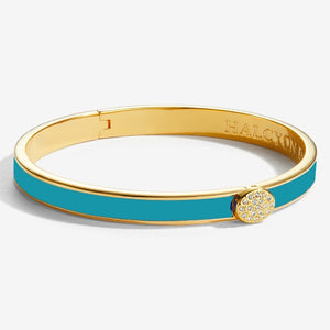Halcyon Days "Skinny Pave Button Turquoise & Gold" Bangle