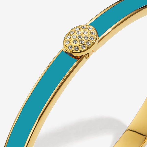 Load image into Gallery viewer, Halcyon Days &quot;Skinny Pave Button Turquoise &amp; Gold&quot; Bangle
