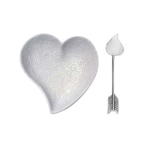 Mariposa Heart Ceramic Dish with Arrow Spoon