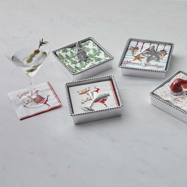 Load image into Gallery viewer, Mariposa Holiday Cocktail Beaded Napkin Box
