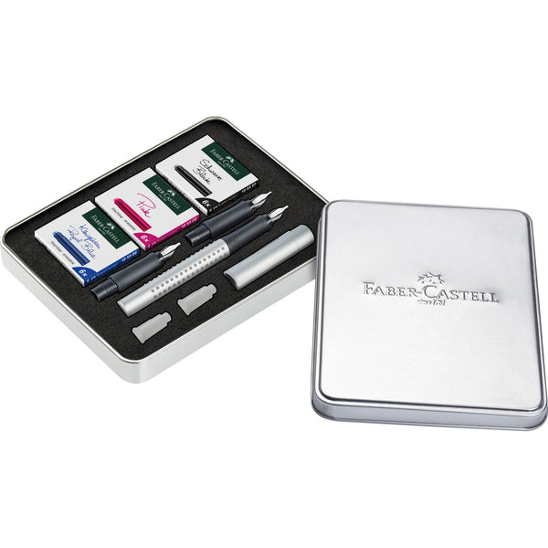 Load image into Gallery viewer, Faber-Castell Grip 2011 Calligraphy Pen Gift Set - Silver
