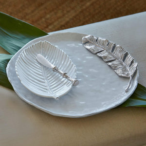 Mariposa Leaf Ceramic Plate with Pineapple Spreader