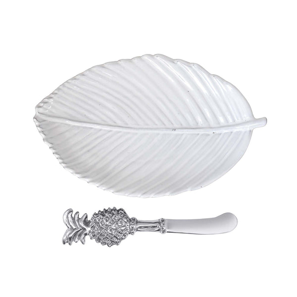 Load image into Gallery viewer, Mariposa Leaf Ceramic Plate with Pineapple Spreader
