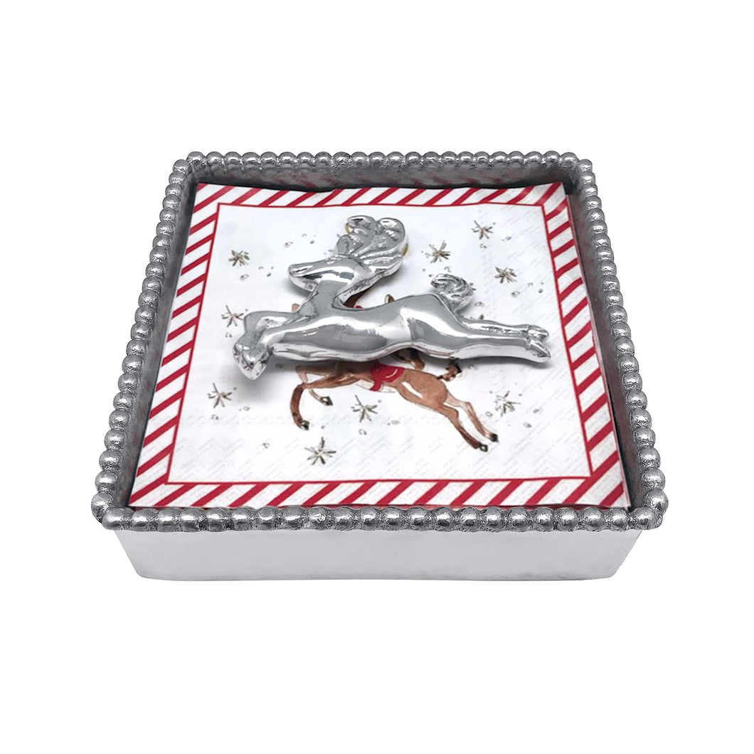 Mariposa Leaping Reindeer Beaded Napkin Box