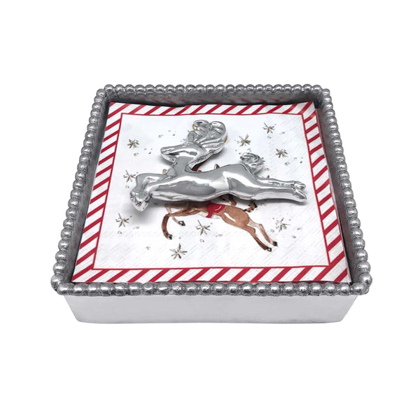 Load image into Gallery viewer, Mariposa Leaping Reindeer Beaded Napkin Box
