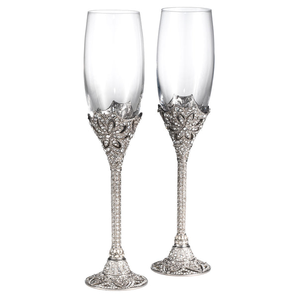 Load image into Gallery viewer, Olivia Riegel Silver Windsor Flute Set of 2 - 7 oz.
