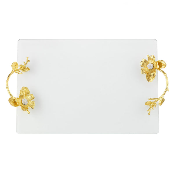 Load image into Gallery viewer, Olivia Riegel Gold Botanica Glass Tray
