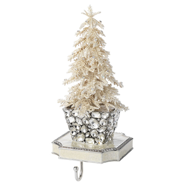 Load image into Gallery viewer, Olivia Riegel Flocked Crystal Tree Stocking Holder
