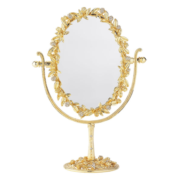 Load image into Gallery viewer, Olivia Riegel Gold Cornelia Oval Magnified Standing Mirror
