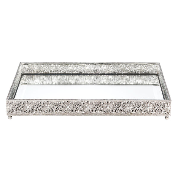 Load image into Gallery viewer, Olivia Riegel Silver Windsor Large Beveled Mirror Tray
