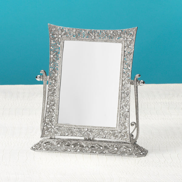 Load image into Gallery viewer, Olivia Riegel Silver Windsor Magnified Standing Mirror
